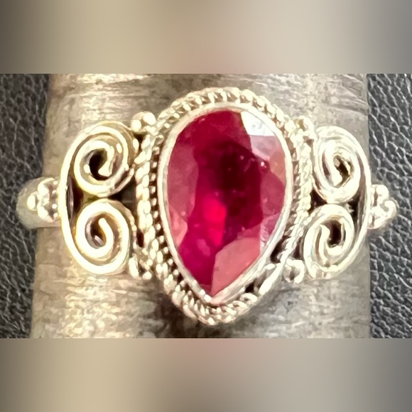 Jewelry - Elegant Sterling Silver Ring with Ruby Gemstone